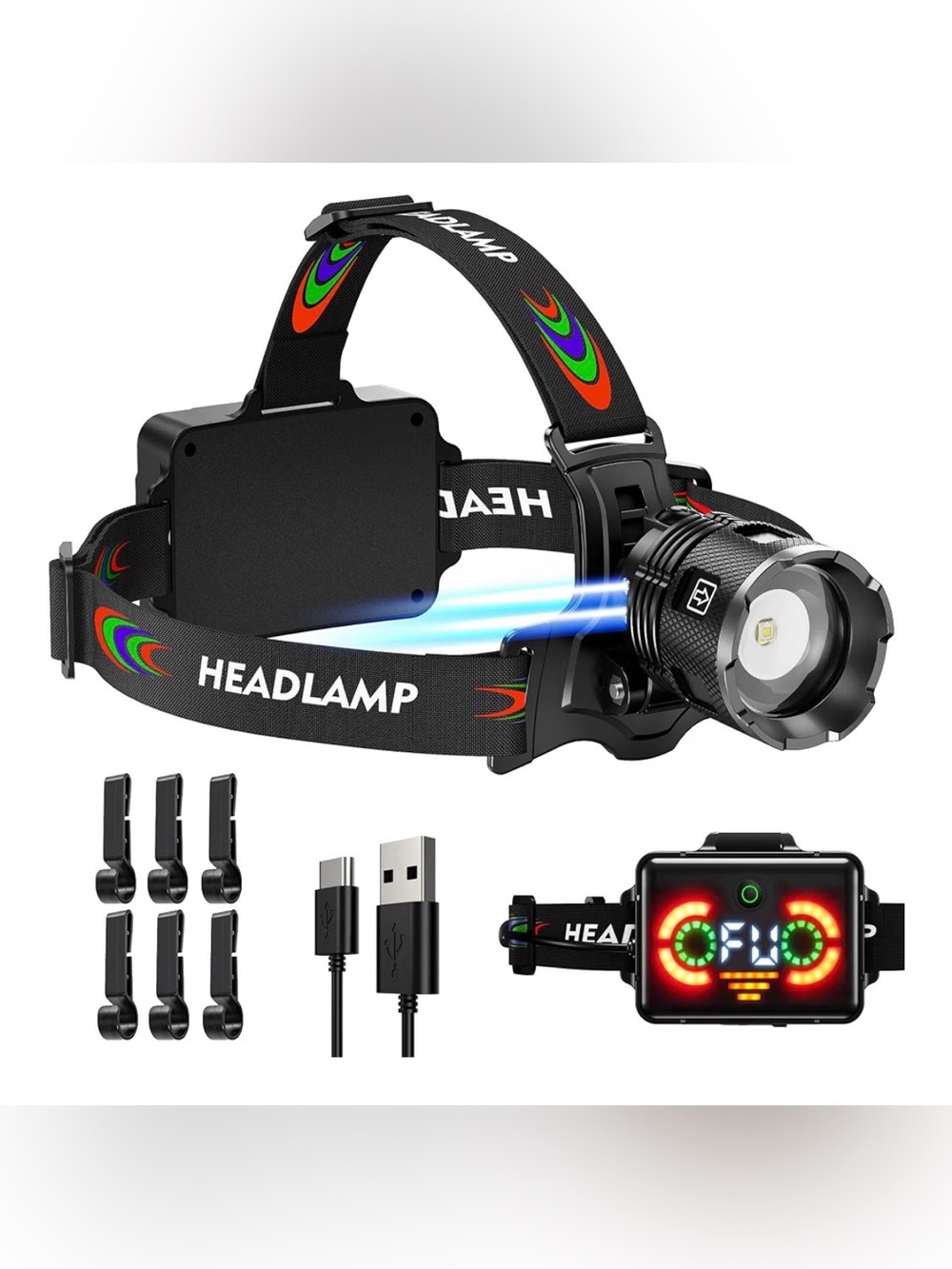 220000 LM 17 Modes Headlamp with Camping and Bike Light Function Motion Sensor